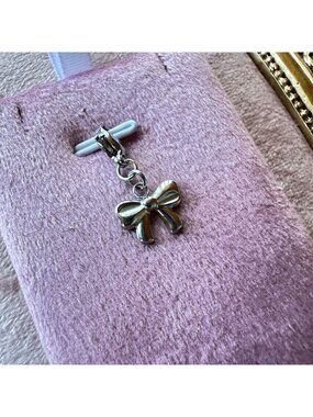 Stainless Steel Bow Charm With Lobster Clasp - Hypoallergenic Waterproof